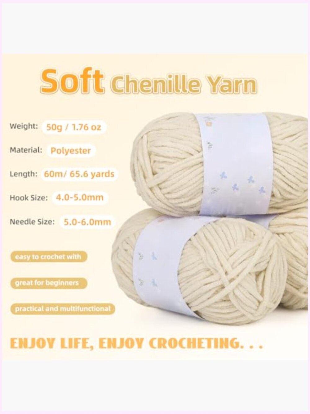 Complete Blanket Crochet Kit for Beginners with Chenille Yarn & Video Tutorial - Picture 3 of 6